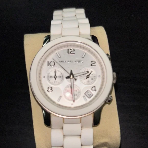 Michael Kors White and Silver Chronograph Watch - Picture 3 of 7